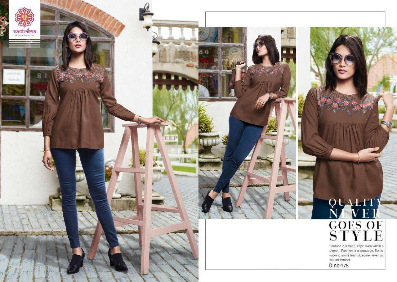 GRACE BY VASTRIKAA 169 TO 176 SERIES BEAUTIFUL STYLISH FANCY COLORFUL CASUAL WEAR & ETHNIC WEAR COTTON BLEND TOPS AT WHOLESALE PRICE