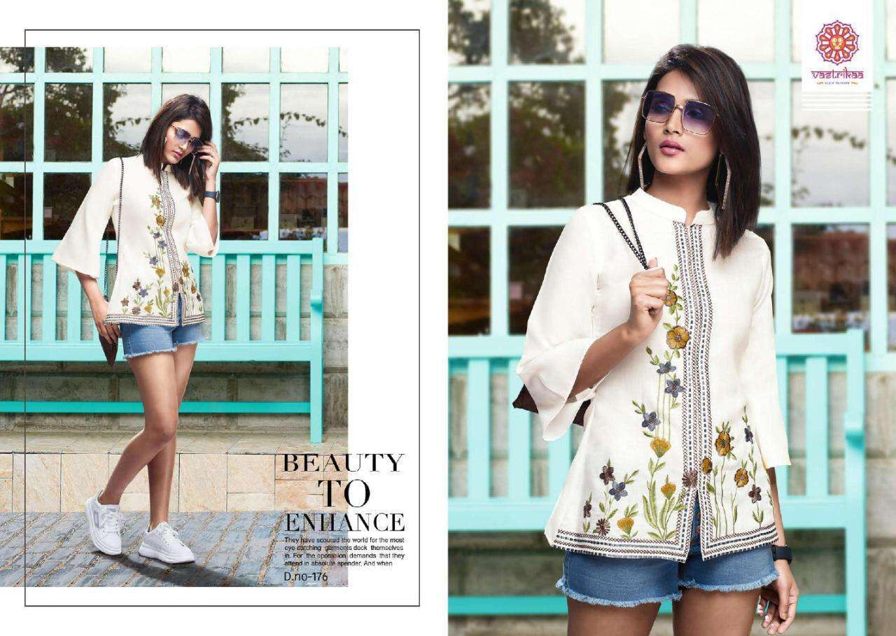GRACE BY VASTRIKAA 169 TO 176 SERIES BEAUTIFUL STYLISH FANCY COLORFUL CASUAL WEAR & ETHNIC WEAR COTTON BLEND TOPS AT WHOLESALE PRICE