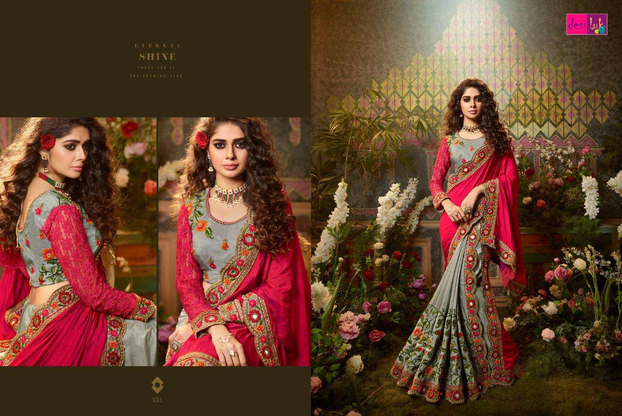 PREM RIVAZ VOL-6 BY DESI LUK 216 TO 226 SERIES INDIAN TRADITIONAL WEAR COLLECTION BEAUTIFUL STYLISH FANCY COLORFUL PARTY WEAR & OCCASIONAL WEAR FANCY SAREES AT WHOLESALE PRICE