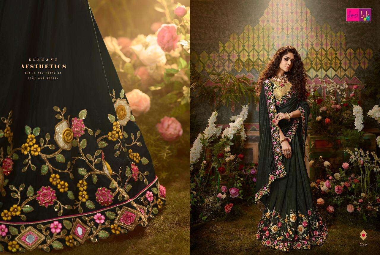 PREM RIVAZ VOL-6 BY DESI LUK 216 TO 226 SERIES INDIAN TRADITIONAL WEAR COLLECTION BEAUTIFUL STYLISH FANCY COLORFUL PARTY WEAR & OCCASIONAL WEAR FANCY SAREES AT WHOLESALE PRICE