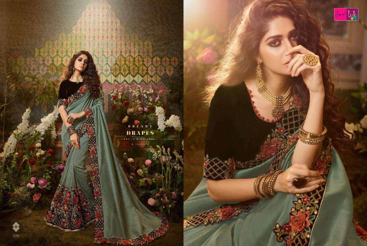 PREM RIVAZ VOL-6 BY DESI LUK 216 TO 226 SERIES INDIAN TRADITIONAL WEAR COLLECTION BEAUTIFUL STYLISH FANCY COLORFUL PARTY WEAR & OCCASIONAL WEAR FANCY SAREES AT WHOLESALE PRICE
