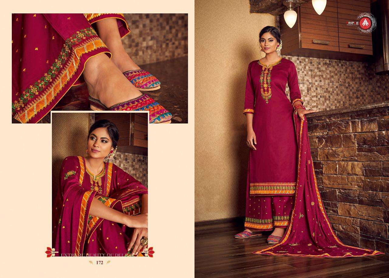 KESAR VOL-2 BY AAA DESIGN STUDION 171 TO 176 SERIES BEAUTIFUL SHARARA SUITS STYLISH FANCY COLORFUL PARTY WEAR & ETHNIC WEAR JAM SILK WITH EMBROIDERY DRESSES AT WHOLESALE PRICE