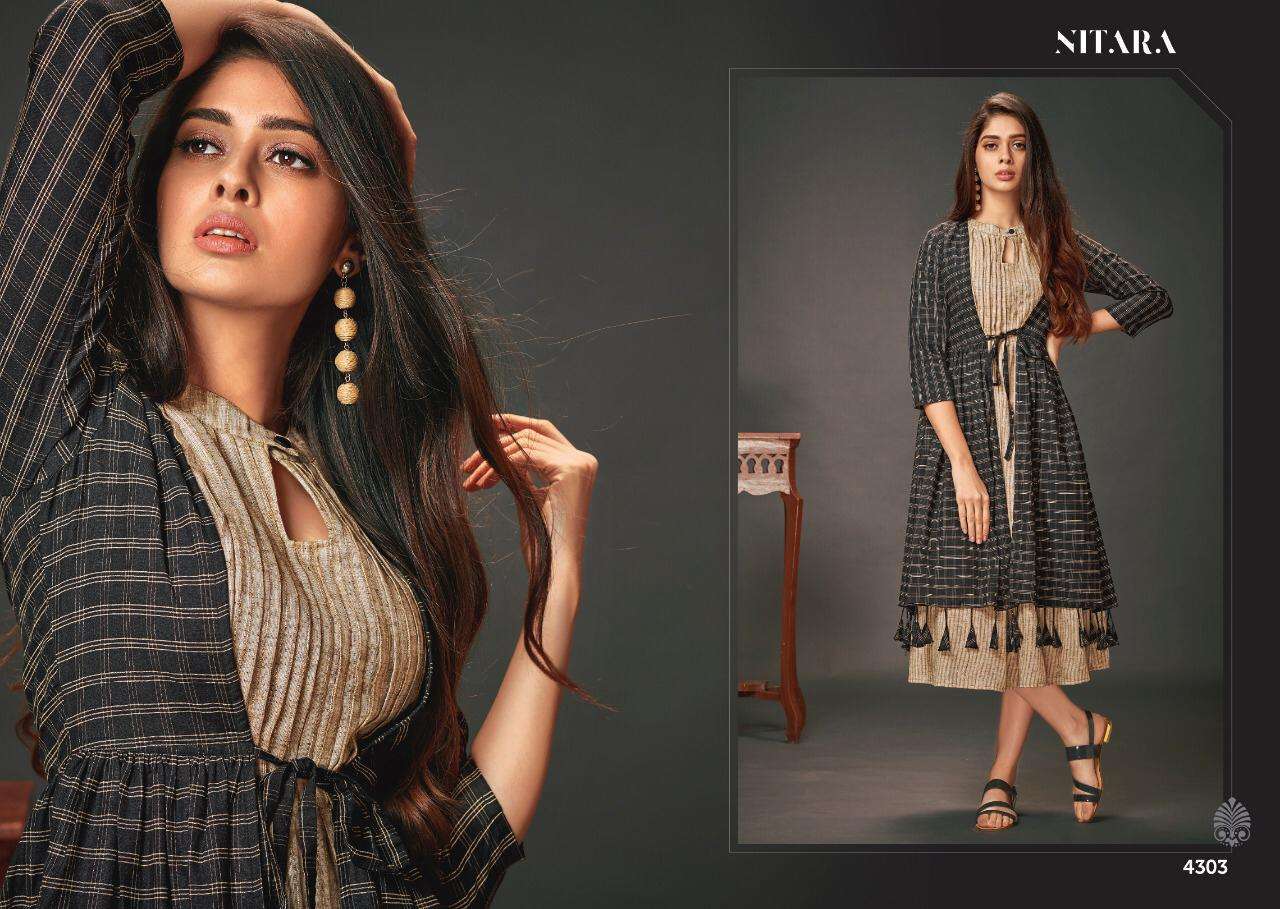 OASIS BY NITARA 4301 TO 4308 SERIES BEAUTIFUL COLORFUL STYLISH FANCY CASUAL WEAR & ETHNIC WEAR & READY TO WEAR WOVEN COTTON GOWN AT WHOLESALE PRICE