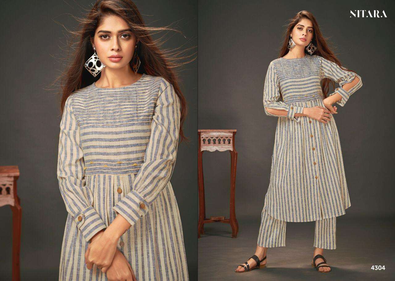 OASIS BY NITARA 4301 TO 4308 SERIES BEAUTIFUL COLORFUL STYLISH FANCY CASUAL WEAR & ETHNIC WEAR & READY TO WEAR WOVEN COTTON GOWN AT WHOLESALE PRICE