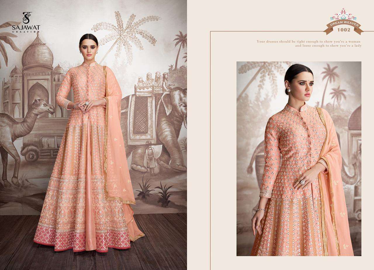 MERAKI VOL-4 BY SAJAWAT CREATION 1001 TO 1004 SERIES DESIGNER ANARKALI SUITS COLLECTION BEAUTIFUL STYLISH FANCY COLORFUL PARTY WEAR & OCCASIONAL WEAR HEAVY FAUX GEORGETTE/BUTTERFLY NET DRESSES AT WHOLESALE PRICE