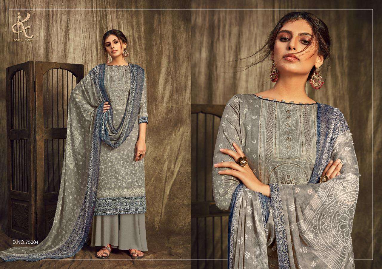 RANGREZ BY KAPIL FAB 75001 TO 75008 SERIES SUITS STYLISH BEAUTIFUL COLOURFUL PRINTED & EMBROIDERED PARTY WEAR & OCCASIONAL WEAR HEAVY JAM SATIN PRINTED DRESSES AT WHOLESALE PRICE