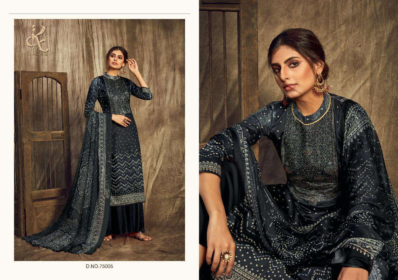 RANGREZ BY KAPIL FAB 75001 TO 75008 SERIES SUITS STYLISH BEAUTIFUL COLOURFUL PRINTED & EMBROIDERED PARTY WEAR & OCCASIONAL WEAR HEAVY JAM SATIN PRINTED DRESSES AT WHOLESALE PRICE
