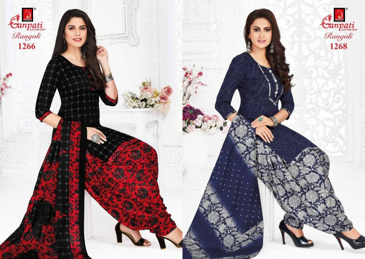 RANGOLI PATIYALA VOL-12 BY GANPATI COTTON 1252 TO 1280 SERIES BEAUTIFUL STYLISH COLORFUL FANCY PARTY WEAR & ETHNIC WEAR & READY TO WEAR COTTON PRINTED DRESSES AT WHOLESALE PRICE