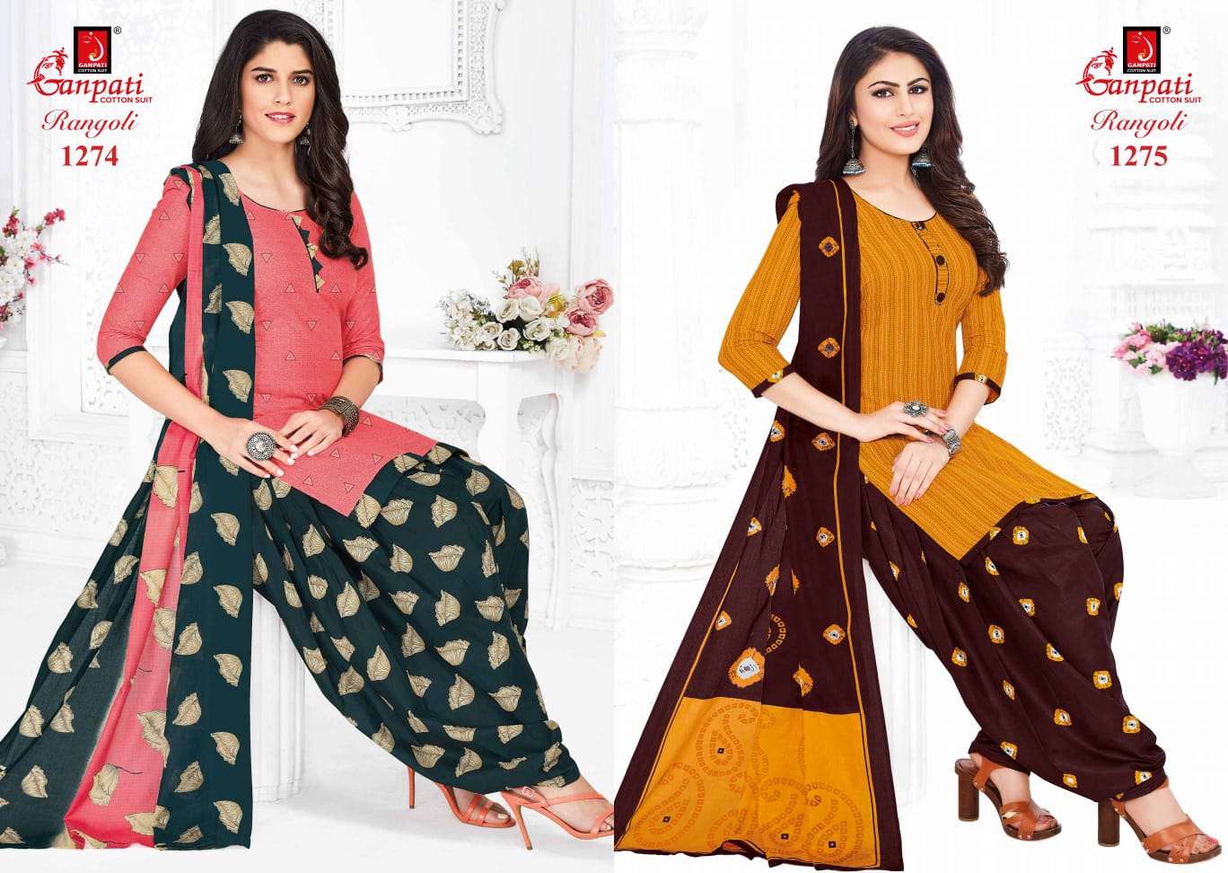 RANGOLI PATIYALA VOL-12 BY GANPATI COTTON 1252 TO 1280 SERIES BEAUTIFUL STYLISH COLORFUL FANCY PARTY WEAR & ETHNIC WEAR & READY TO WEAR COTTON PRINTED DRESSES AT WHOLESALE PRICE
