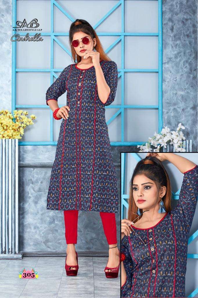 CINDRELLA BY A.B FASHION 301 TO 308 SERIES BEAUTIFUL STYLISH COLORFUL FANCY PARTY WEAR & ETHNIC WEAR & READY TO WEAR HEAVY LINEN COTTON KURTIS AT WHOLESALE PRICE