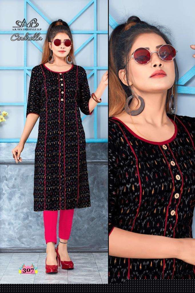 CINDRELLA BY A.B FASHION 301 TO 308 SERIES BEAUTIFUL STYLISH COLORFUL FANCY PARTY WEAR & ETHNIC WEAR & READY TO WEAR HEAVY LINEN COTTON KURTIS AT WHOLESALE PRICE