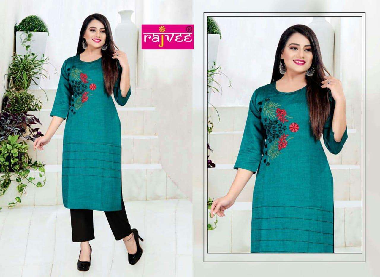 RUBY BY RAJVEE 01 TO 04 SERIES BEAUTIFUL STYLISH COLORFUL FANCY PARTY WEAR & ETHNIC WEAR & READY TO WEAR SILK REAYON KURTIS AT WHOLESALE PRICE