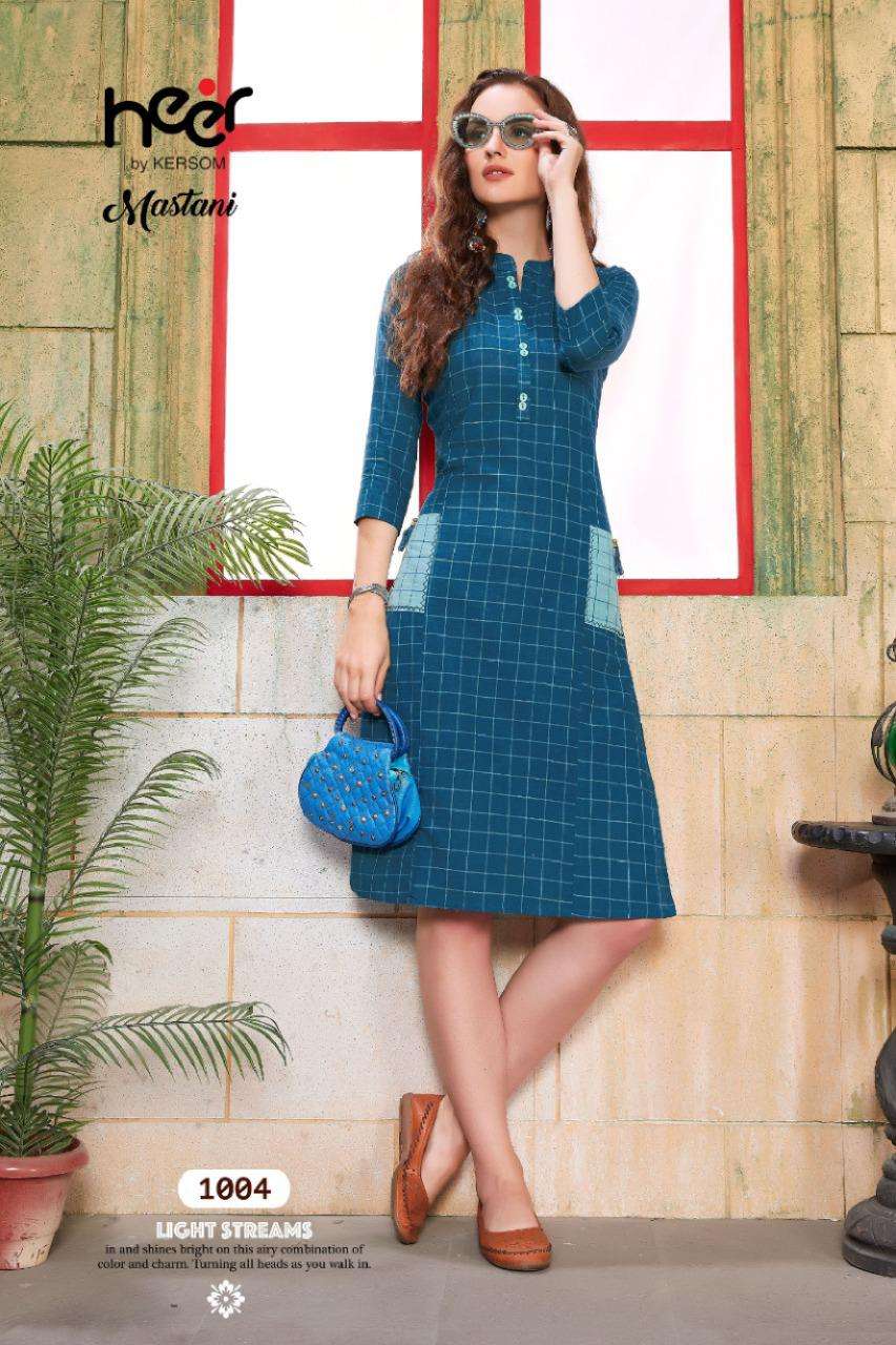 MASTANI BY HEER 1001 TO 112 SERIES BEAUTIFUL STYLISH COLORFUL FANCY PARTY WEAR & ETHNIC WEAR & READY TO WEAR HEAVY SOUTH COTTON KURTIS AT WHOLESALE PRICE