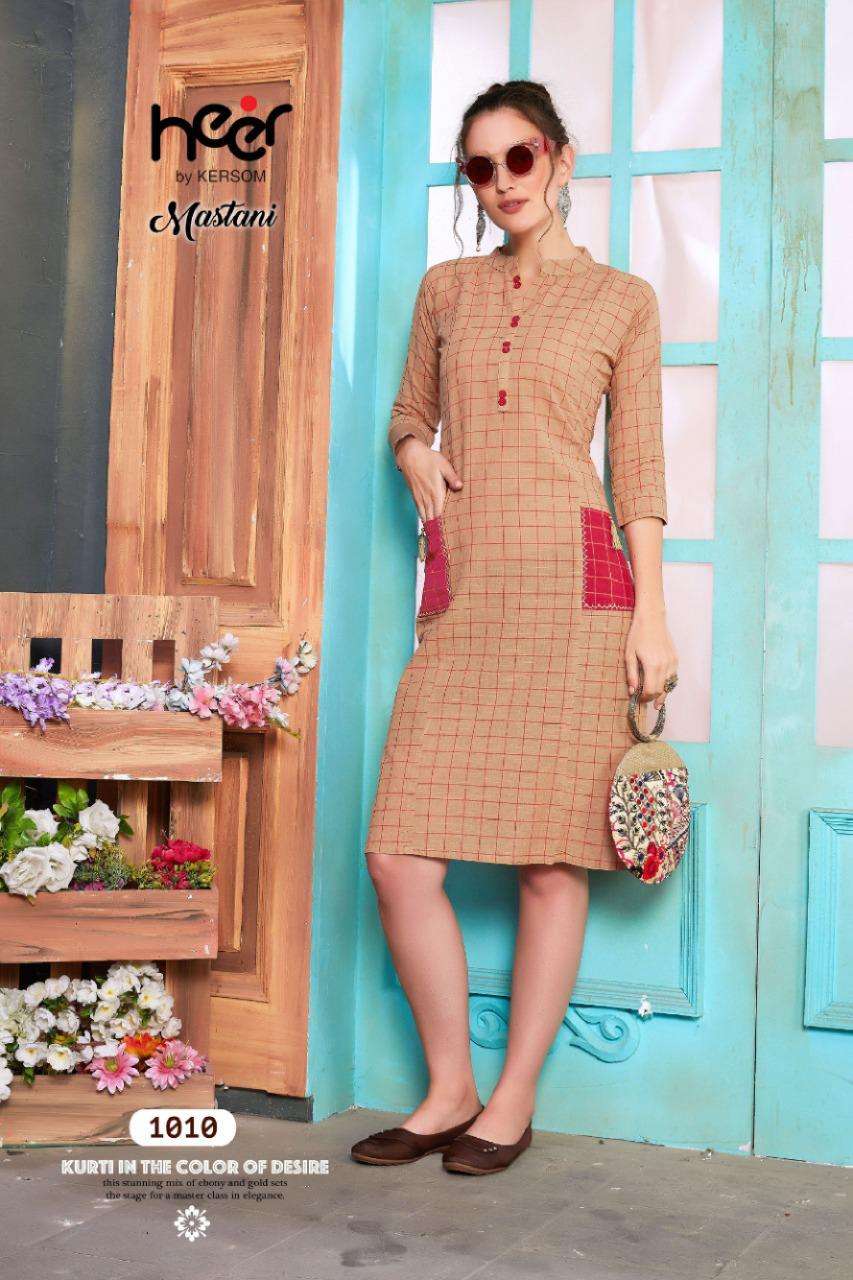 MASTANI BY HEER 1001 TO 112 SERIES BEAUTIFUL STYLISH COLORFUL FANCY PARTY WEAR & ETHNIC WEAR & READY TO WEAR HEAVY SOUTH COTTON KURTIS AT WHOLESALE PRICE