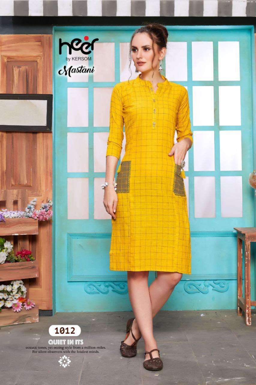 MASTANI BY HEER 1001 TO 112 SERIES BEAUTIFUL STYLISH COLORFUL FANCY PARTY WEAR & ETHNIC WEAR & READY TO WEAR HEAVY SOUTH COTTON KURTIS AT WHOLESALE PRICE