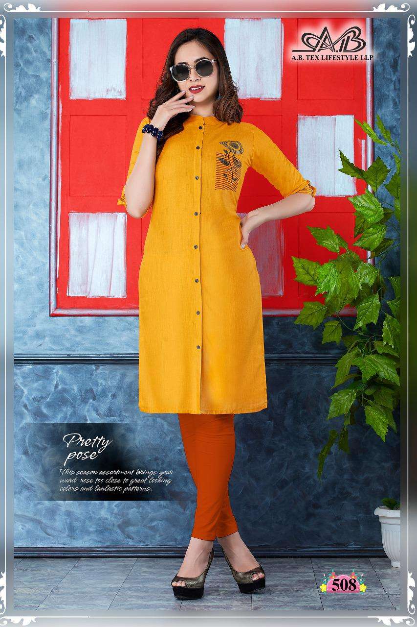 ANMOL BY A.B FASHION 501 TO 510 SERIES BEAUTIFUL STYLISH COLORFUL FANCY PARTY WEAR & ETHNIC WEAR & READY TO WEAR HEAVY MILANCH RAYON KURTIS AT WHOLESALE PRICE
