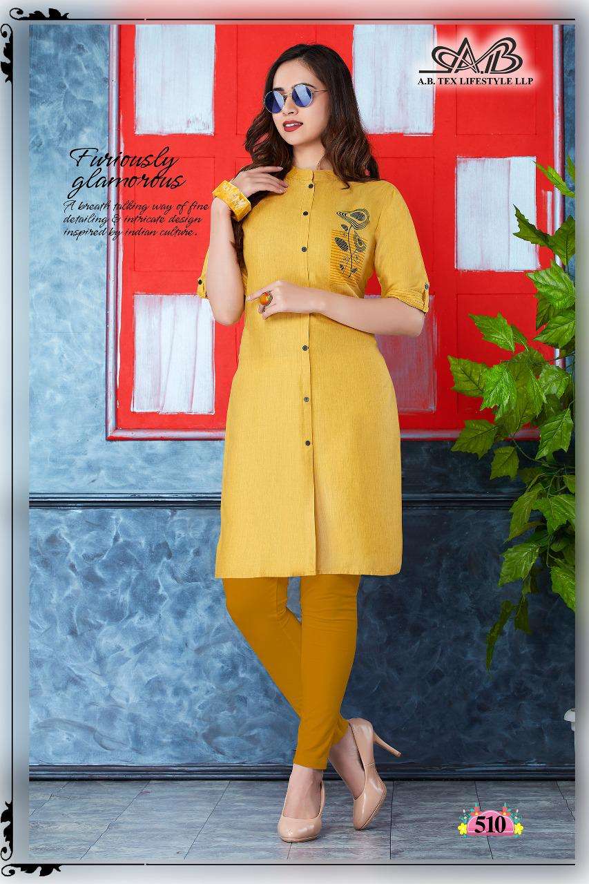 ANMOL BY A.B FASHION 501 TO 510 SERIES BEAUTIFUL STYLISH COLORFUL FANCY PARTY WEAR & ETHNIC WEAR & READY TO WEAR HEAVY MILANCH RAYON KURTIS AT WHOLESALE PRICE