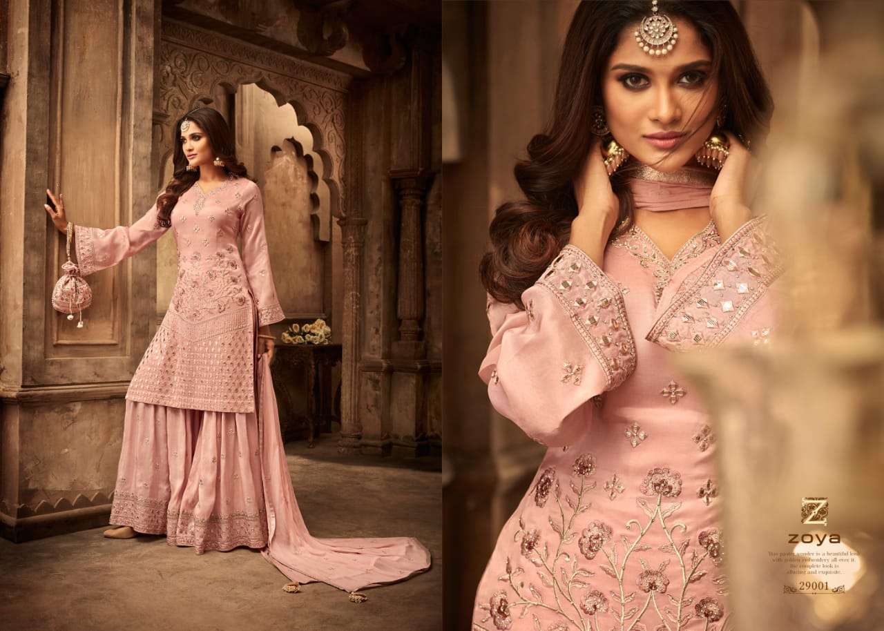 Moments By Zoya 29001 To 29008 Series Beautiful Stylish Designer Printed And Embroidered Party Wear Occasional Wear Georgette Embroidered Dresses At Wholesale Price