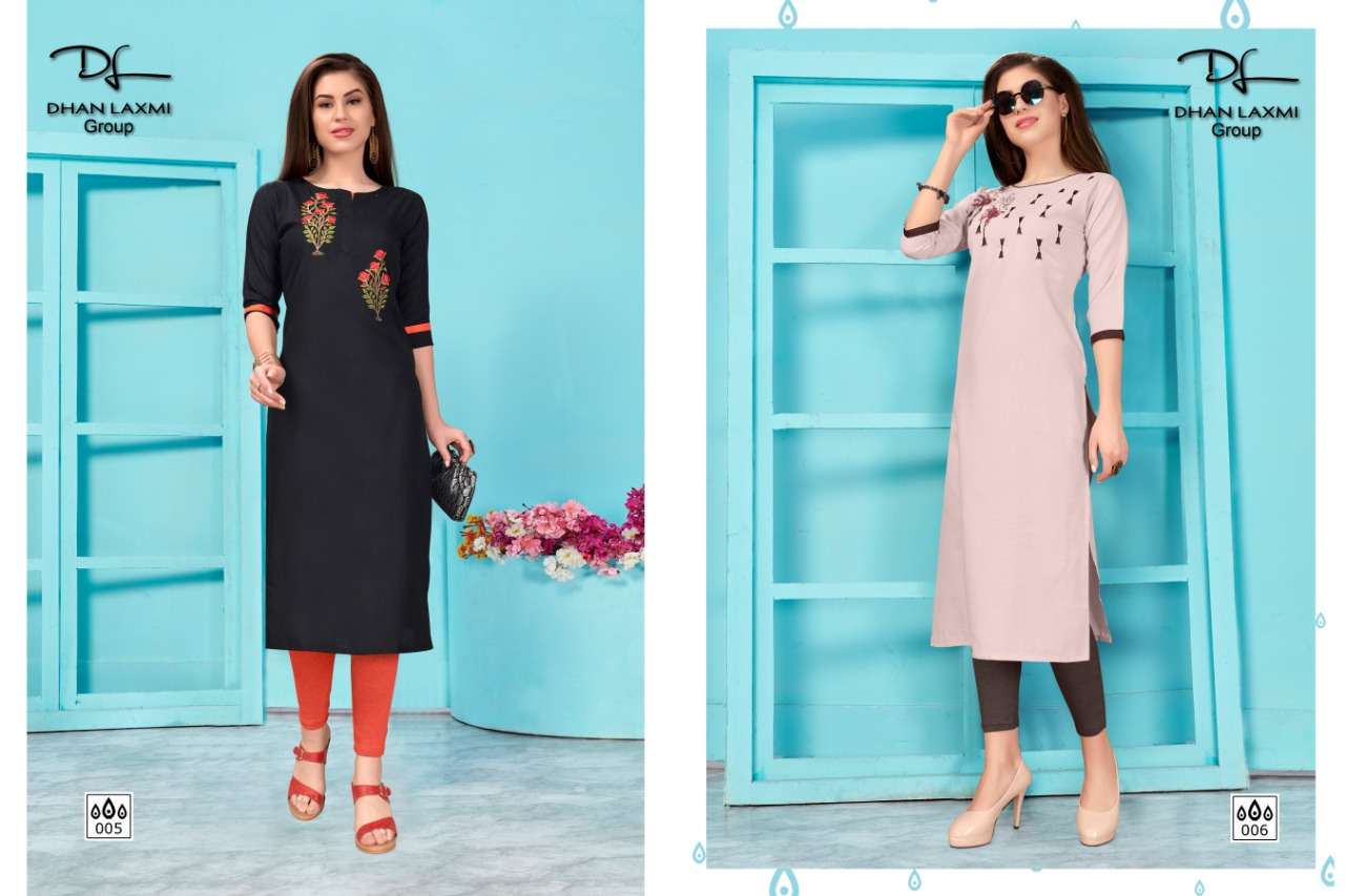 PALAK BY DHANLAXMI GROUP 001 TO 010 SERIES BEAUTIFUL STYLISH FANCY COLORFUL CASUAL WEAR & ETHNIC WEAR & READY TO WEAR COTTON SLUB KURTIS AT WHOLESALE PRICE