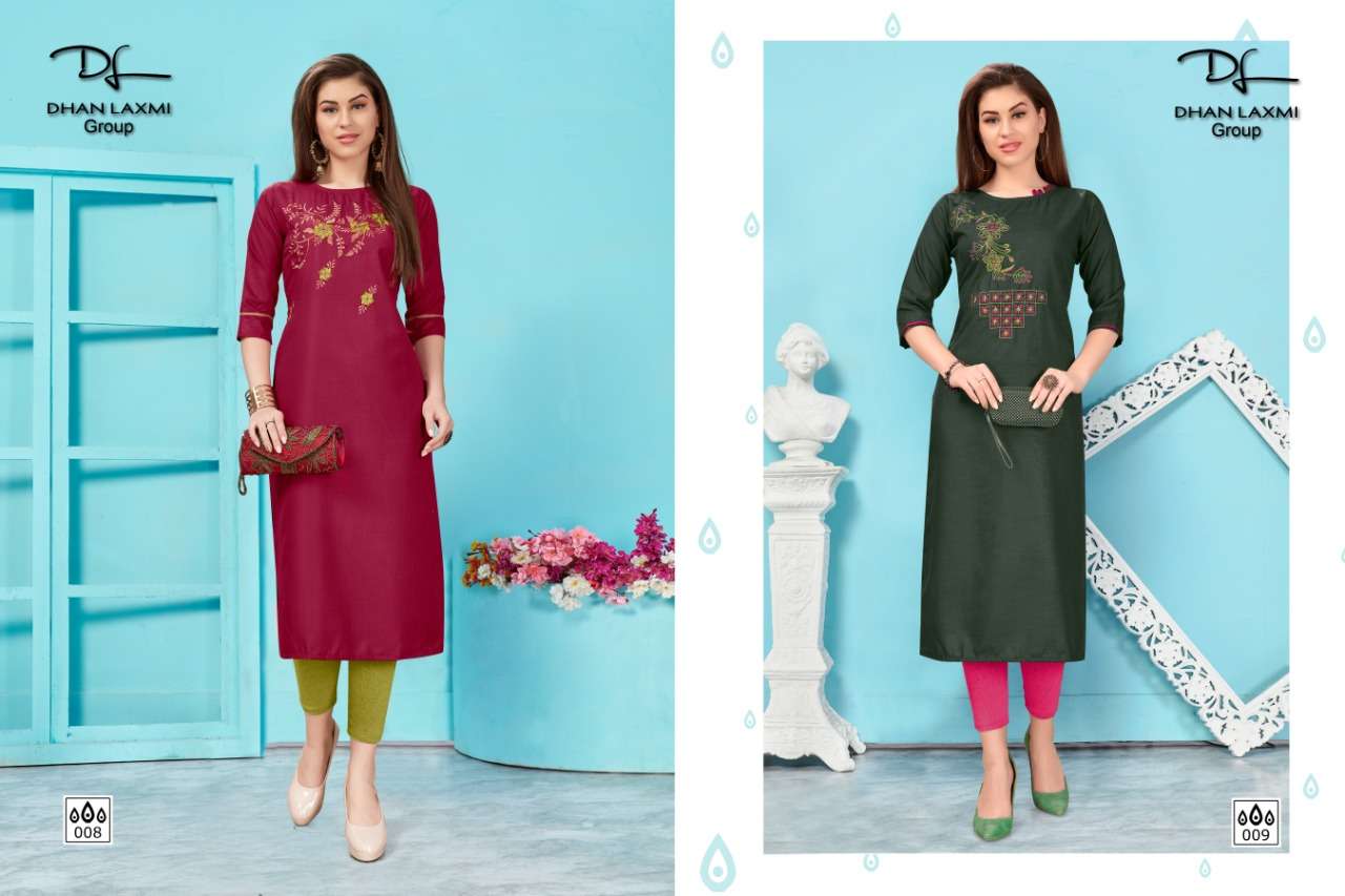 PALAK BY DHANLAXMI GROUP 001 TO 010 SERIES BEAUTIFUL STYLISH FANCY COLORFUL CASUAL WEAR & ETHNIC WEAR & READY TO WEAR COTTON SLUB KURTIS AT WHOLESALE PRICE