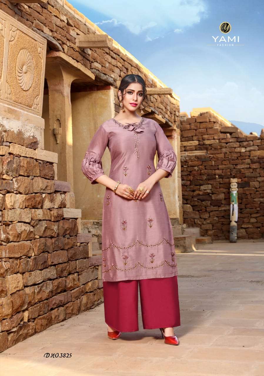 RESHAMI BY YAMI FASHION 3821 TO 3826 SERIES BEAUTIFUL STYLISH FANCY COLORFUL CASUAL WEAR & ETHNIC WEAR & READY TO WEAR VISCOSE EMBROIDERY KURTIS AT WHOLESALE PRICE