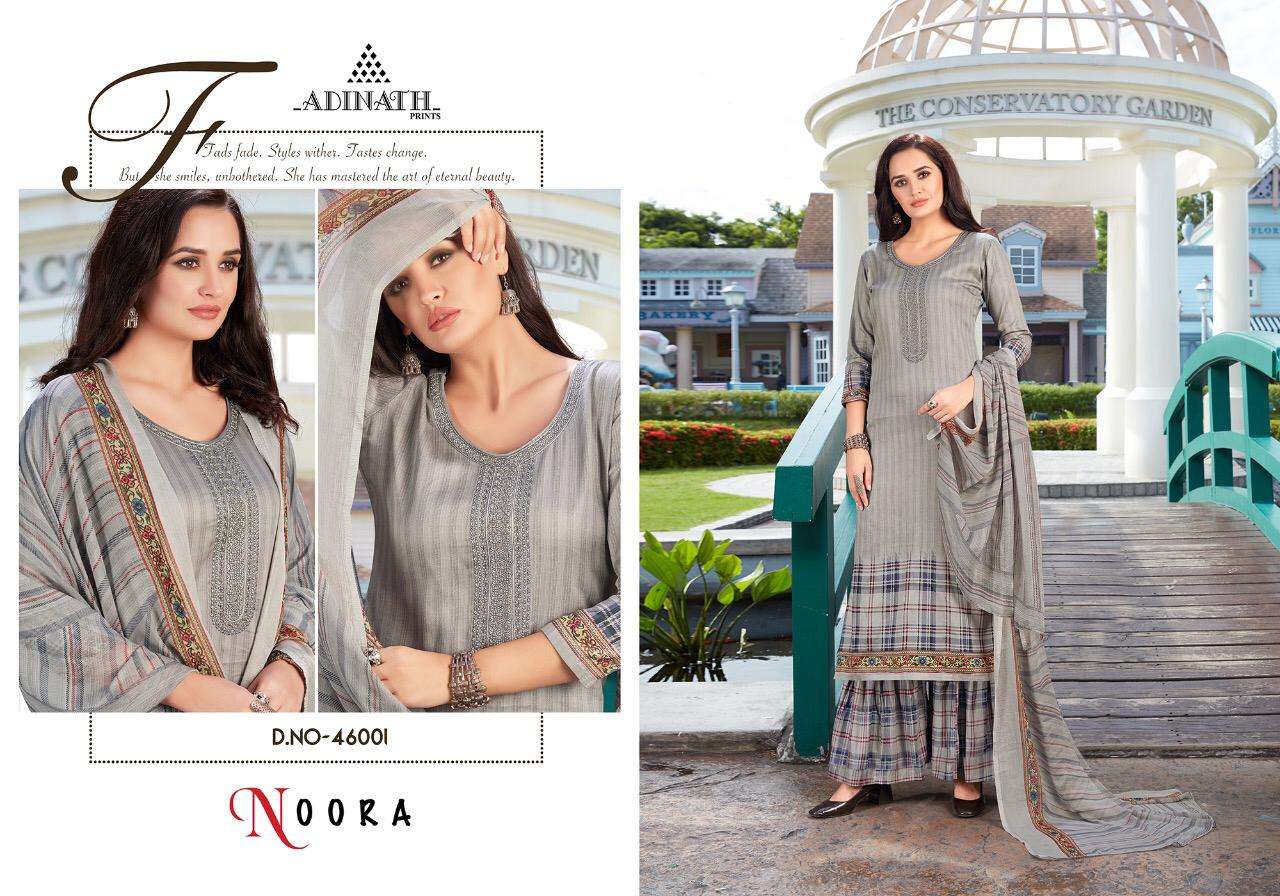 NOORA BY ADINATH PRINT 46001 TO 46007 SERIES BEAUTIFUL SUITS STYLISH FANCY COLORFUL PARTY WEAR & OCCASIONAL WEAR JAM COTTON PRINTED EMBROIDERY DRESSES AT WHOLESALE PRICE