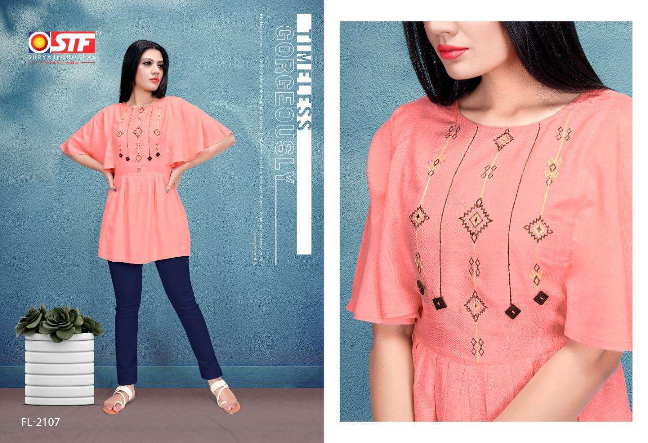FLORENCE VOL-21 BY SURYA TECHNO FAB 2101 TO 2109 SERIES BEAUTIFUL STYLISH FANCY COLORFUL CASUAL WEAR & ETHNIC WEAR RAYON SLUB TOPS AT WHOLESALE PRICE