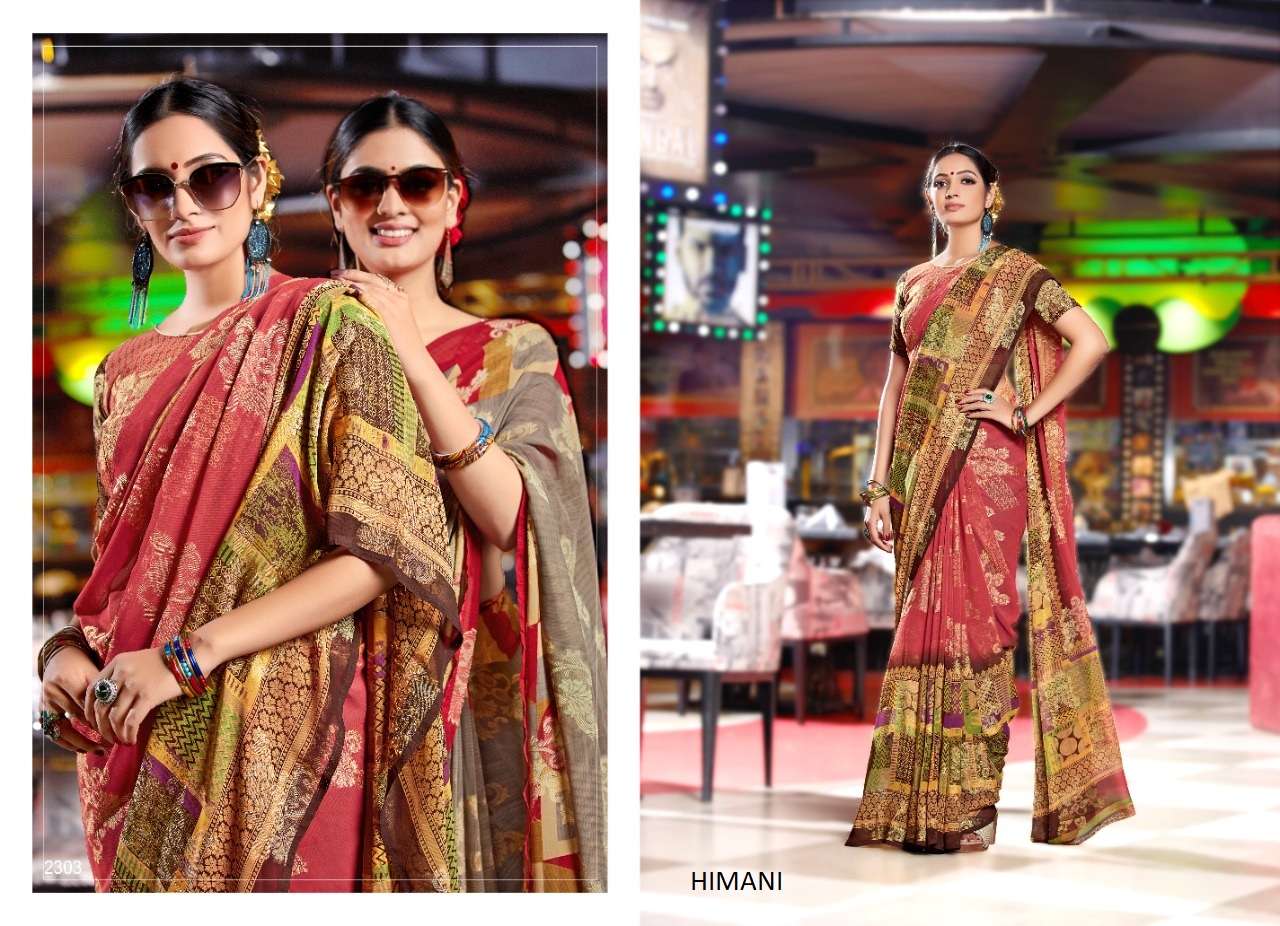 HIMANI BY FASHID WHOLESALE INDIAN TRADITIONAL WEAR COLLECTION BEAUTIFUL STYLISH FANCY COLORFUL PARTY WEAR & OCCASIONAL WEAR WEIGHTLESS BRASSO SAREES AT WHOLESALE PRICE