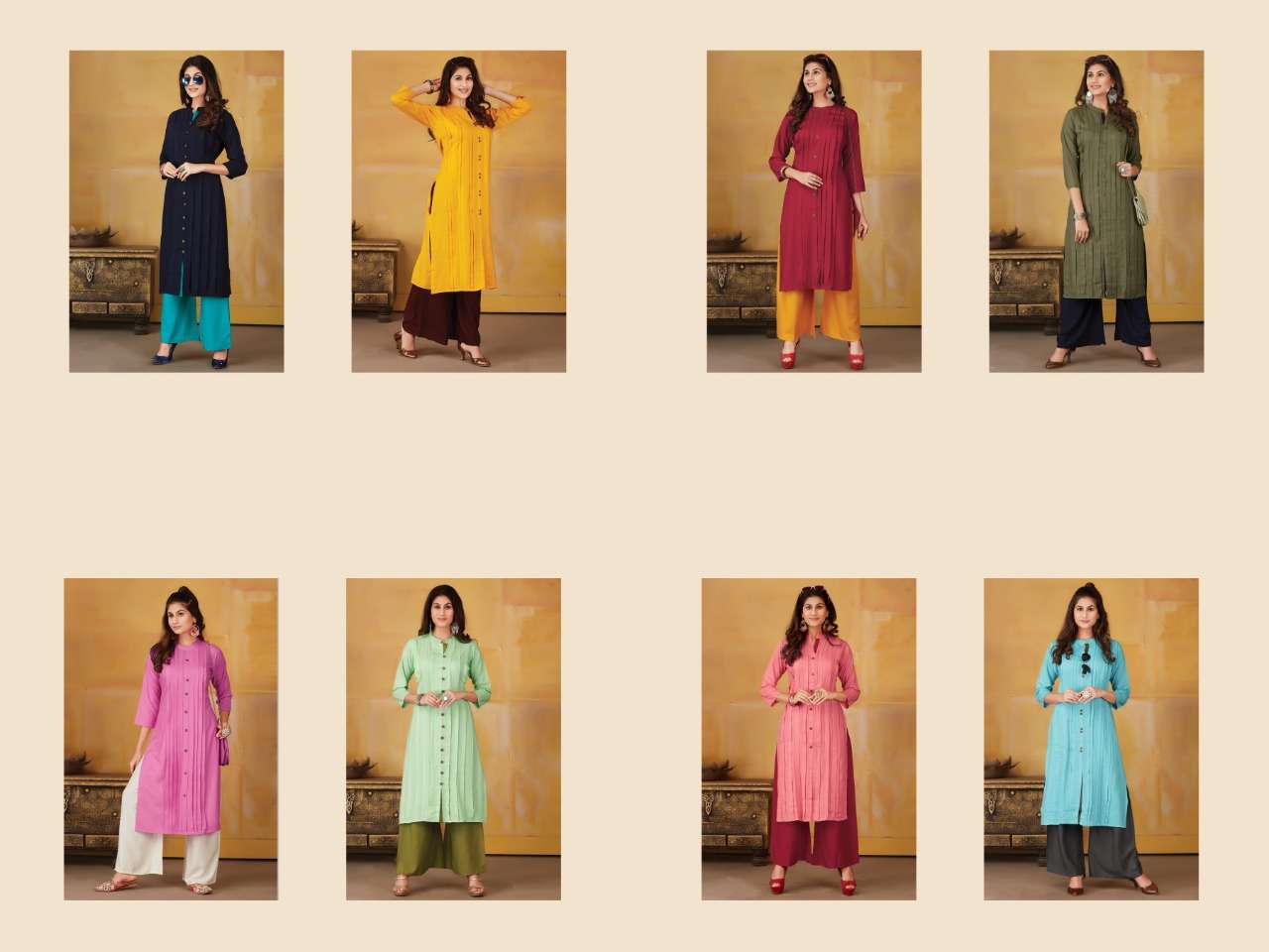 DELICATE BY THE ETHNIC STUDIO 1001 TO 1008 SERIES BEAUTIFUL STYLISH FANCY COLORFUL CASUAL WEAR & ETHNIC WEAR & READY TO WEAR RAYON KURTIS WITH BOTTOM AT WHOLESALE PRICE