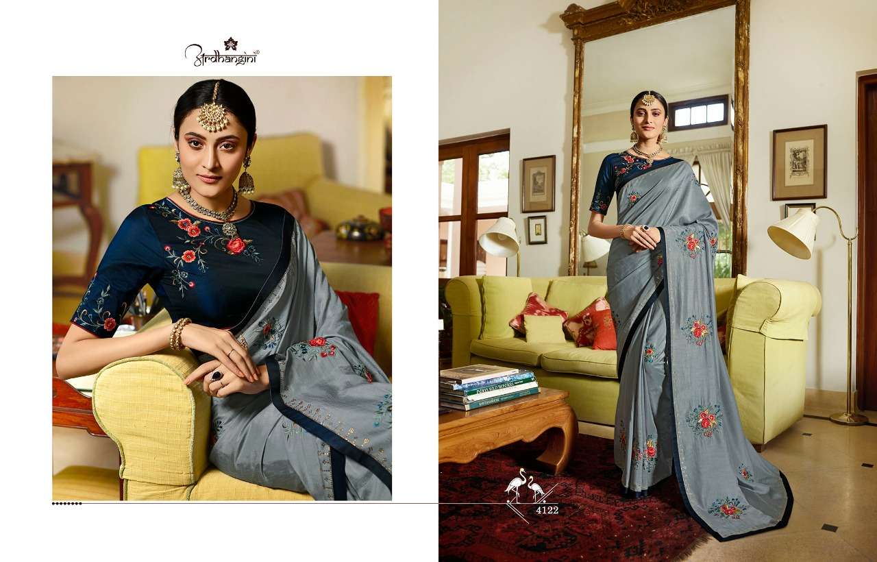 SHRUSHTI HIT COLLECTION BY ARDHANGINI INDIAN BEAUTIFUL TRADITIONAL WEAR COLLECTION STYLISH FANCY COLORFUL PARTY WEAR & OCCASIONAL WEAR FANCY EMBROIDERED SAREES AT WHOLESALE PRICE
