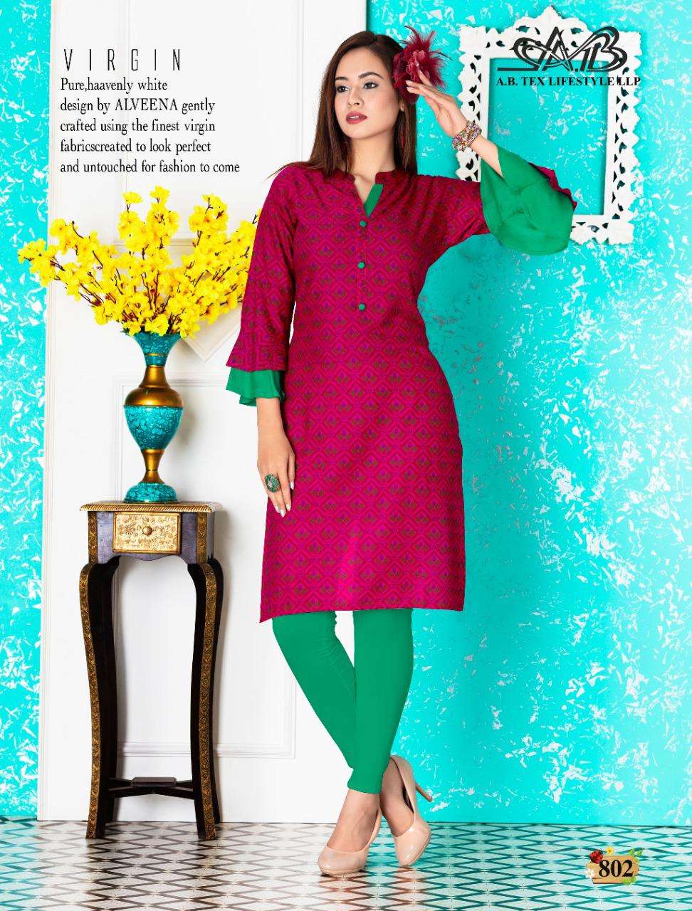 SARIKA BY A.B FASHION 801 TO 808 SERIES BEAUTIFUL STYLISH FANCY COLORFUL CASUAL WEAR & ETHNIC WEAR RAYON PRINTED KURTIS AT WHOLESALE PRICE