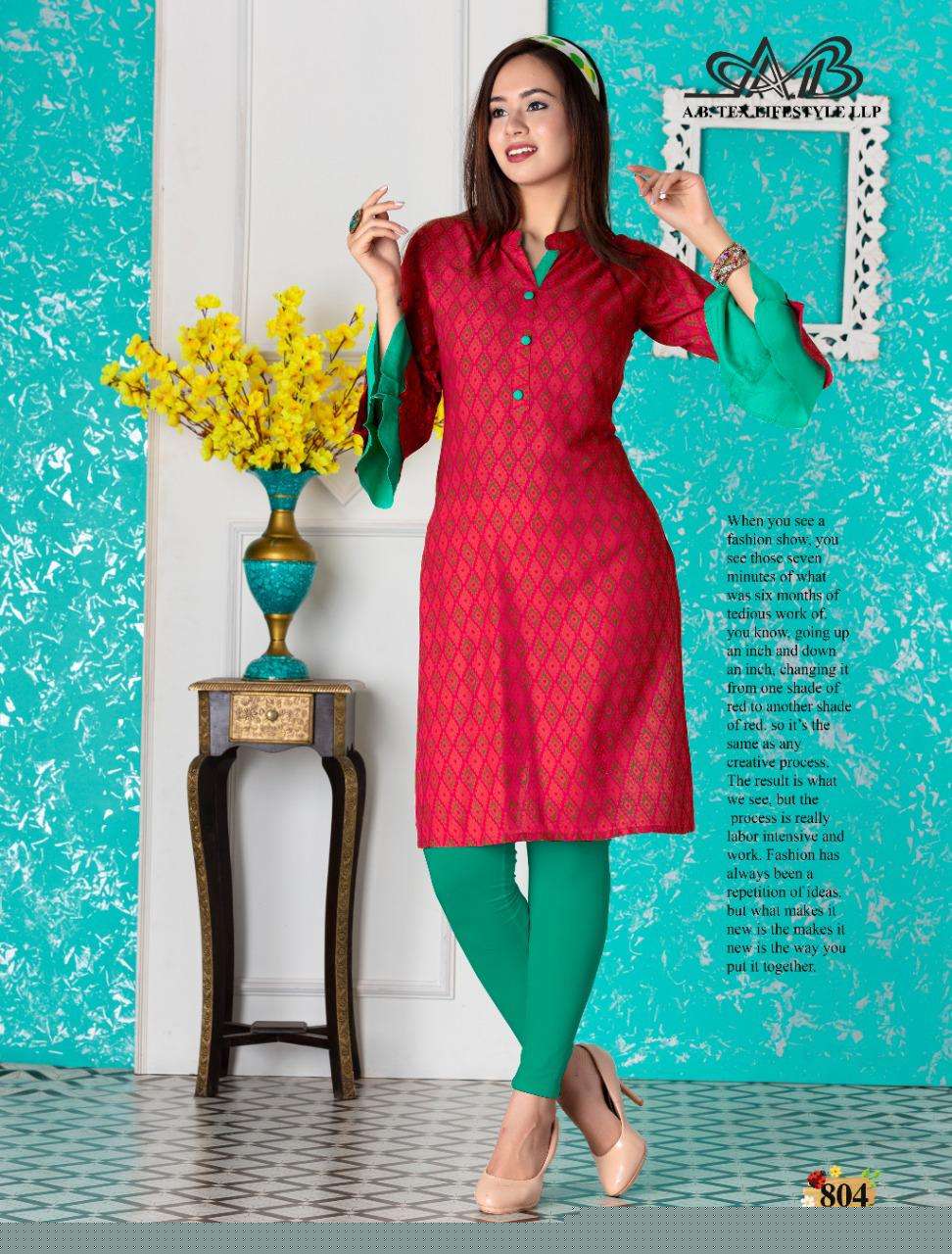 SARIKA BY A.B FASHION 801 TO 808 SERIES BEAUTIFUL STYLISH FANCY COLORFUL CASUAL WEAR & ETHNIC WEAR RAYON PRINTED KURTIS AT WHOLESALE PRICE