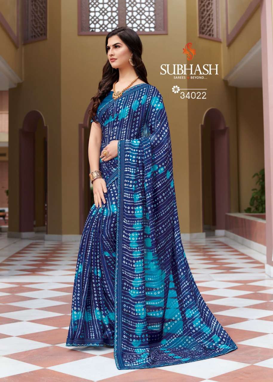 BANDHANI VOL-2 BY SUBHASH SAREES 34021 TO 34028 SERIES INDIAN TRADITIONAL WEAR COLLECTION BEAUTIFUL STYLISH FANCY COLORFUL PARTY WEAR & OCCASIONAL WEAR PUSHKAR CHIFFON EMBROIDERED SAREES AT WHOLESALE PRICE