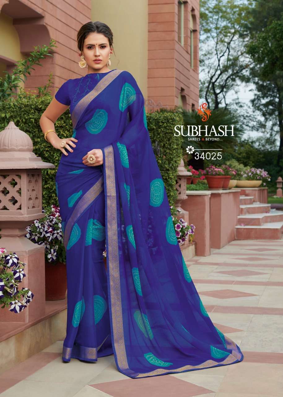 BANDHANI VOL-2 BY SUBHASH SAREES 34021 TO 34028 SERIES INDIAN TRADITIONAL WEAR COLLECTION BEAUTIFUL STYLISH FANCY COLORFUL PARTY WEAR & OCCASIONAL WEAR PUSHKAR CHIFFON EMBROIDERED SAREES AT WHOLESALE PRICE