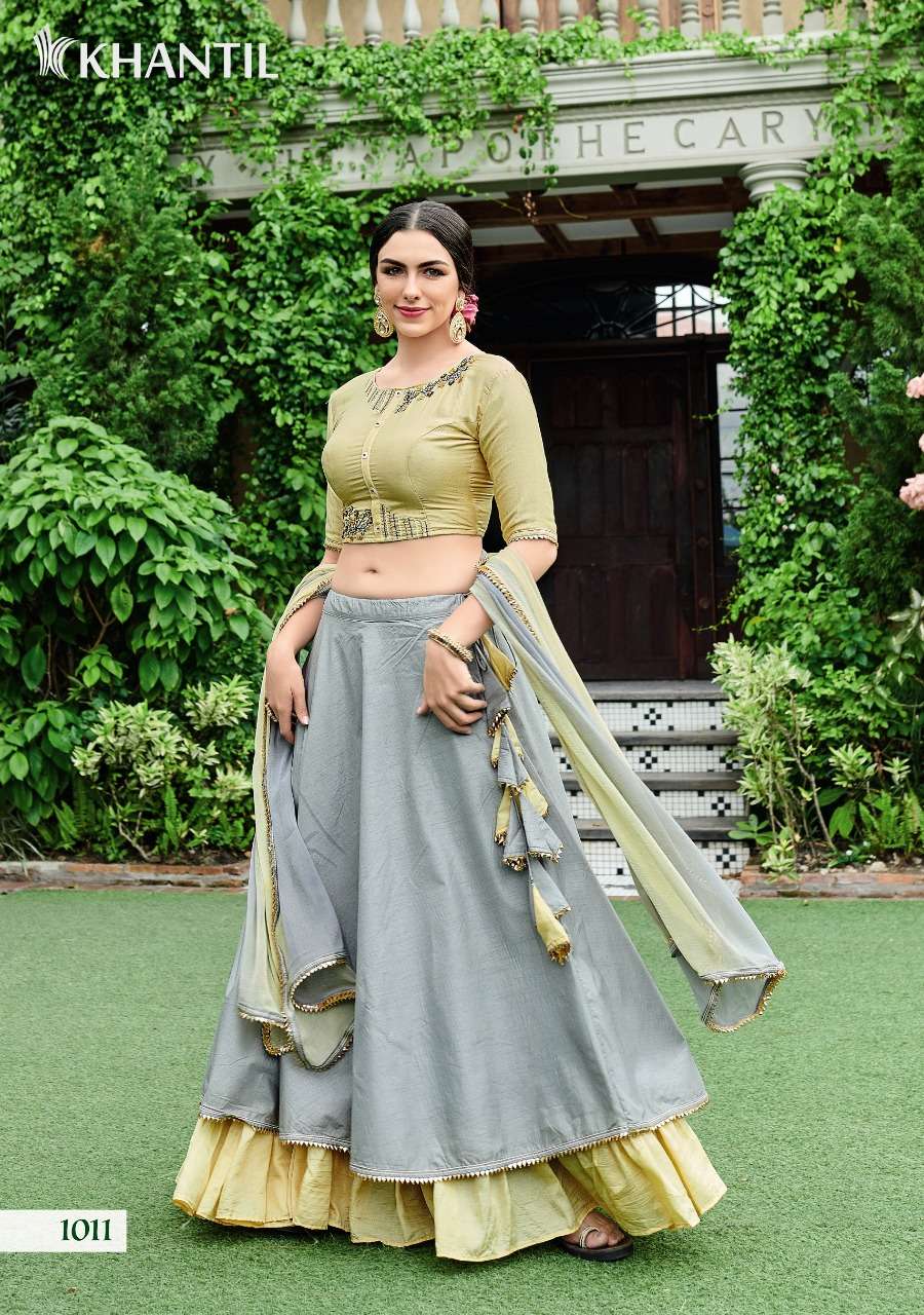 ZANKAR BY KHANTIL 1011 TO 1013 SERIES INDIAN DESIGNER TRADITIONAL WEAR COLLECTION BEAUTIFUL STYLISH FANCY COLORFUL PARTY WEAR & OCCASIONAL WEAR CHINNON/RAYON PRINT/MUL COTTON LEHENGAS AT WHOLESALE PRICE