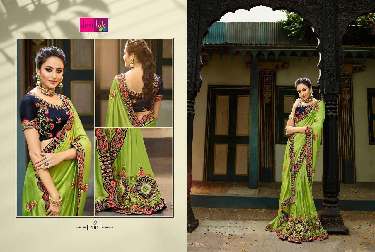 PREM RIVAZ VOL-5 BY DESI LUK 189 TO 208 SERIES INDIAN TRADITIONAL WEAR COLLECTION BEAUTIFUL STYLISH FANCY COLORFUL PARTY WEAR & OCCASIONAL WEAR FANCY SAREES AT WHOLESALE PRICE