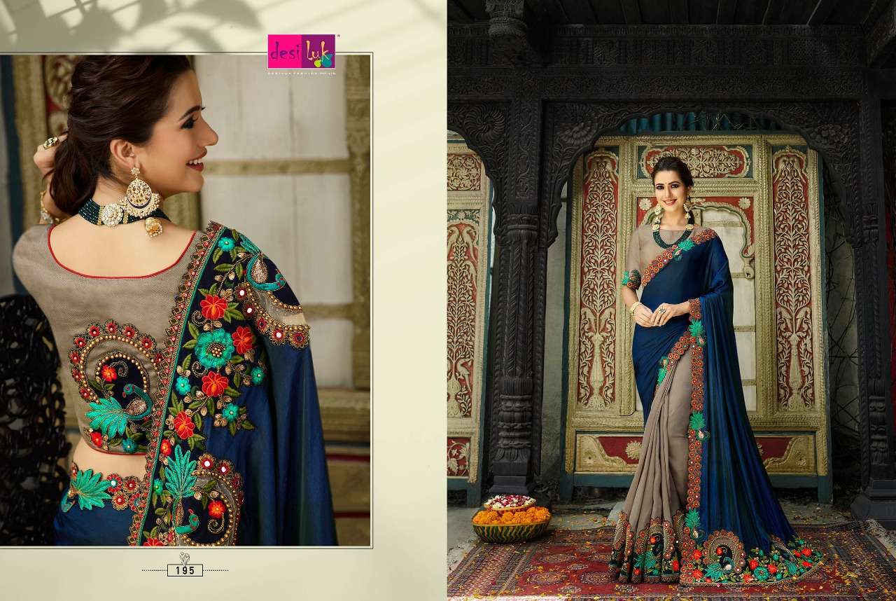 PREM RIVAZ VOL-5 BY DESI LUK 189 TO 208 SERIES INDIAN TRADITIONAL WEAR COLLECTION BEAUTIFUL STYLISH FANCY COLORFUL PARTY WEAR & OCCASIONAL WEAR FANCY SAREES AT WHOLESALE PRICE