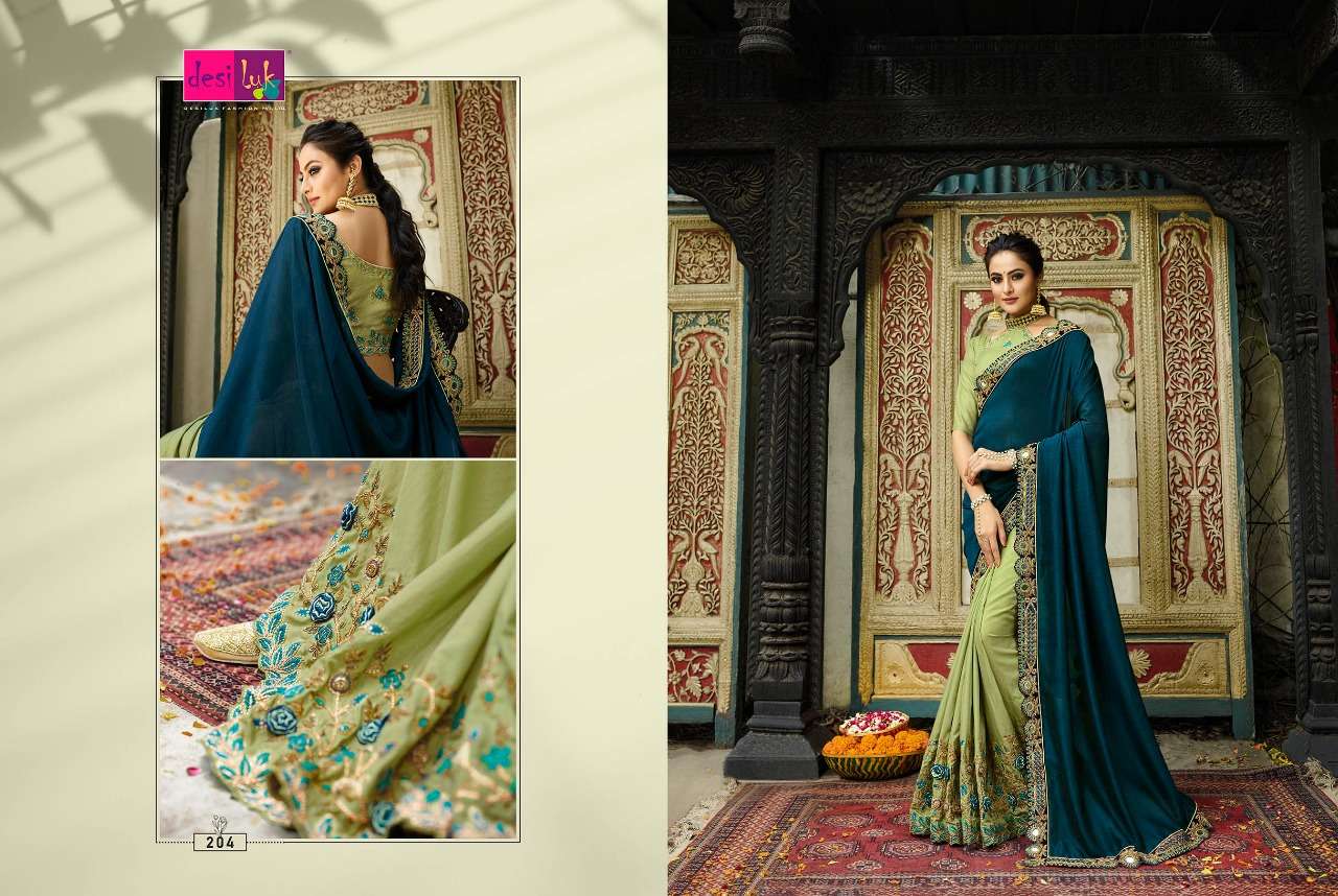 PREM RIVAZ VOL-5 BY DESI LUK 189 TO 208 SERIES INDIAN TRADITIONAL WEAR COLLECTION BEAUTIFUL STYLISH FANCY COLORFUL PARTY WEAR & OCCASIONAL WEAR FANCY SAREES AT WHOLESALE PRICE