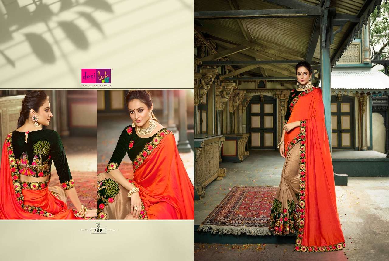 PREM RIVAZ VOL-5 BY DESI LUK 189 TO 208 SERIES INDIAN TRADITIONAL WEAR COLLECTION BEAUTIFUL STYLISH FANCY COLORFUL PARTY WEAR & OCCASIONAL WEAR FANCY SAREES AT WHOLESALE PRICE