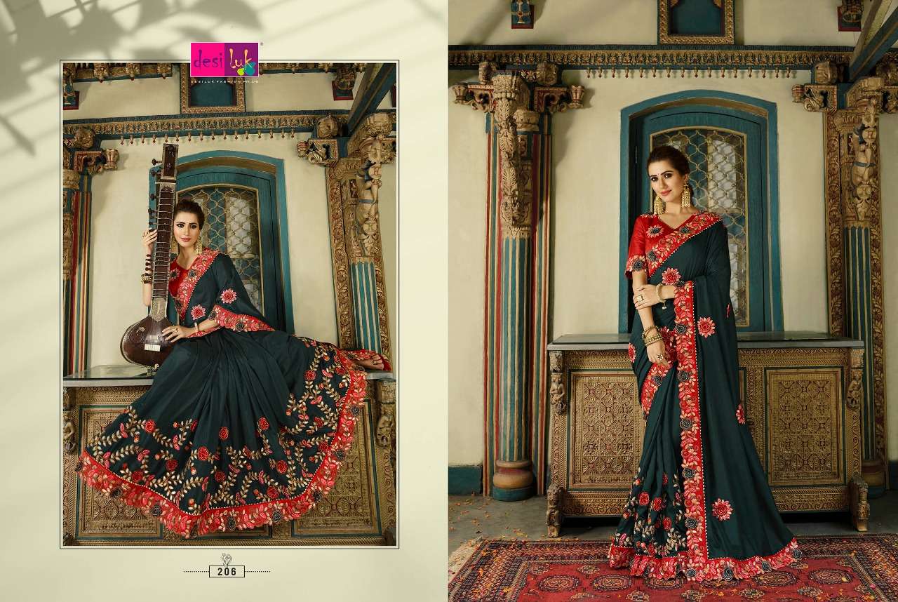 PREM RIVAZ VOL-5 BY DESI LUK 189 TO 208 SERIES INDIAN TRADITIONAL WEAR COLLECTION BEAUTIFUL STYLISH FANCY COLORFUL PARTY WEAR & OCCASIONAL WEAR FANCY SAREES AT WHOLESALE PRICE
