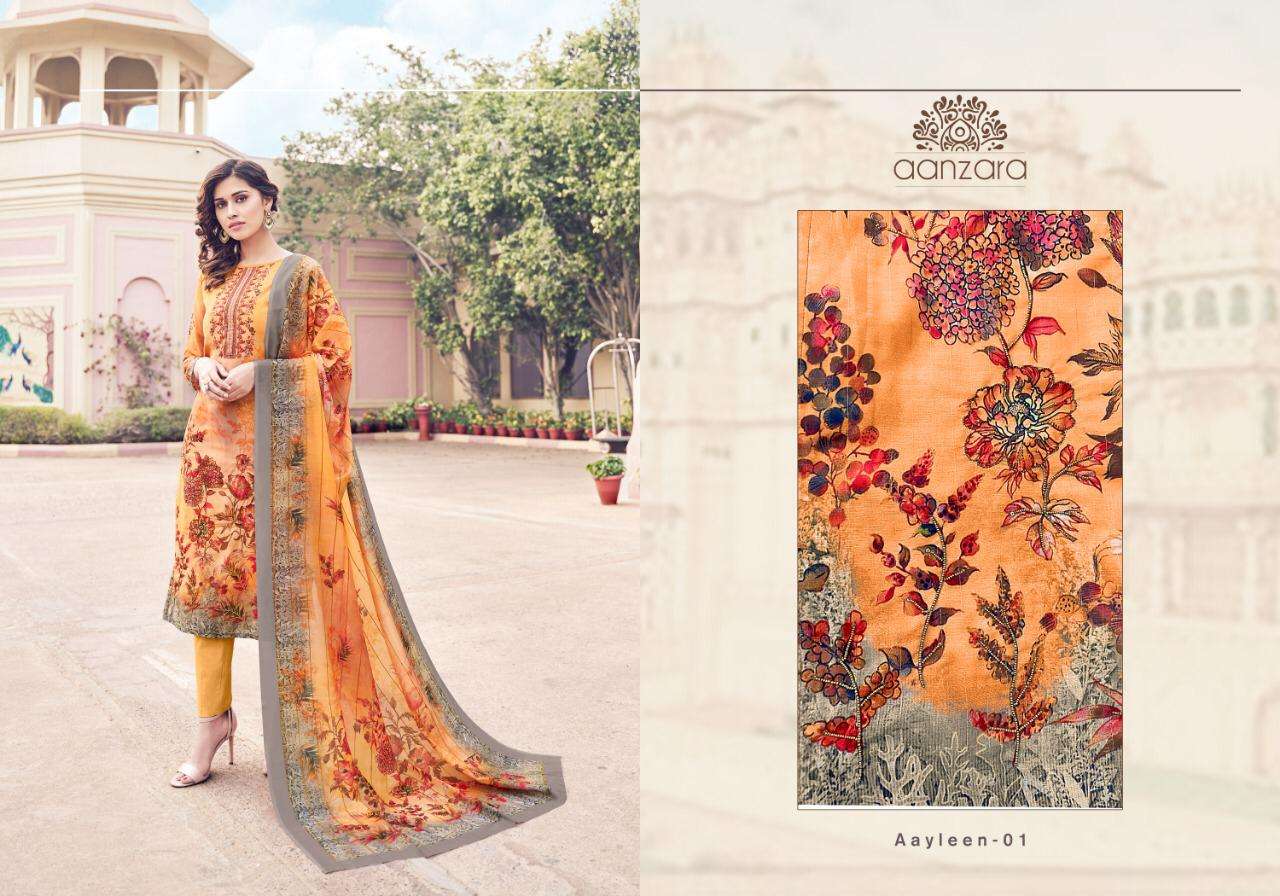 AAYLEEN BY AANZARA 01 TO 06 SERIES BEAUTIFUL STYLISH DESIGNER PRINTED AND EMBROIDERED PARTY WEAR OCCASIONAL WEAR HEAVY KATHLI EMBROIDERY DRESSES AT WHOLESALE PRICE