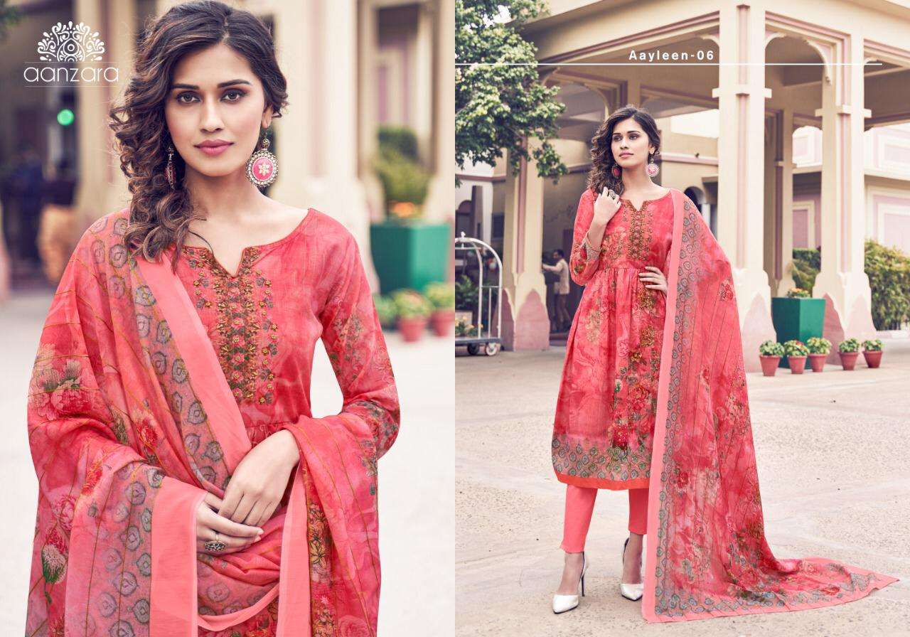 AAYLEEN BY AANZARA 01 TO 06 SERIES BEAUTIFUL STYLISH DESIGNER PRINTED AND EMBROIDERED PARTY WEAR OCCASIONAL WEAR HEAVY KATHLI EMBROIDERY DRESSES AT WHOLESALE PRICE