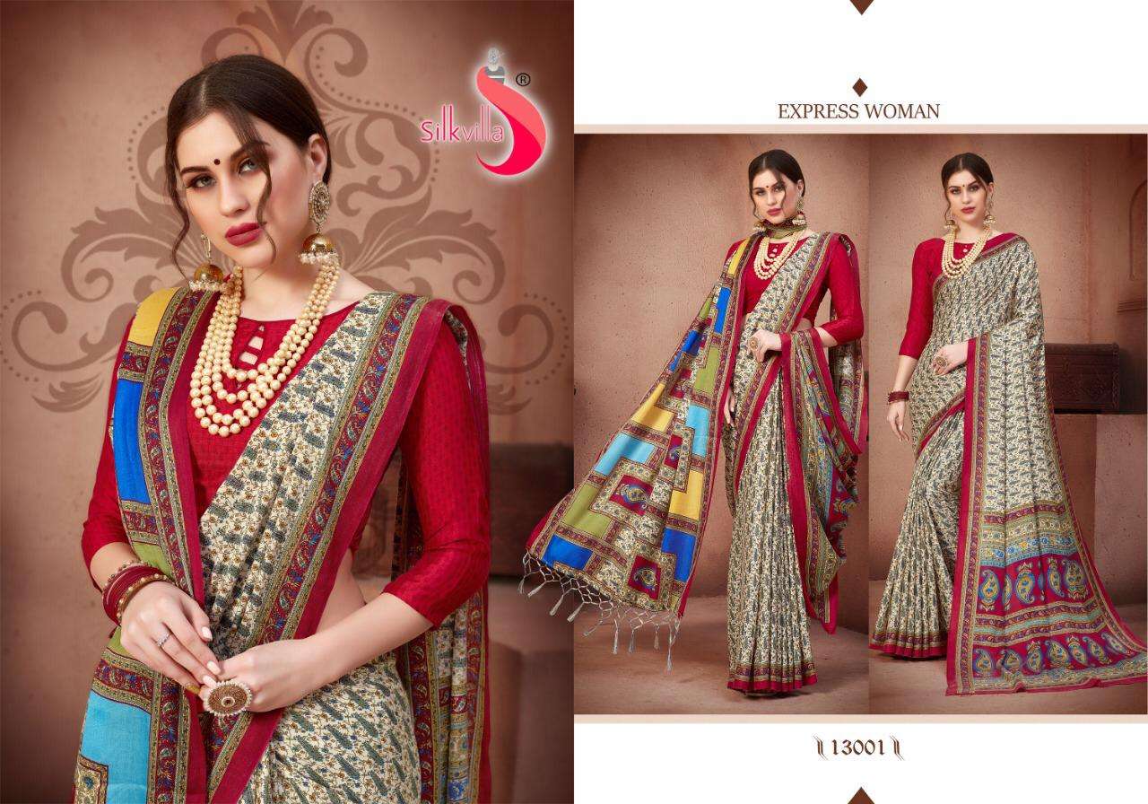 PASHMINA VOL-13 BY SILKVILLA 13001 TO 13010 SERIES INDIAN TRADITIONAL WEAR COLLECTION BEAUTIFUL STYLISH FANCY COLORFUL PARTY WEAR & OCCASIONAL WEAR PASHMINA PRINTED SAREES AT WHOLESALE PRICE