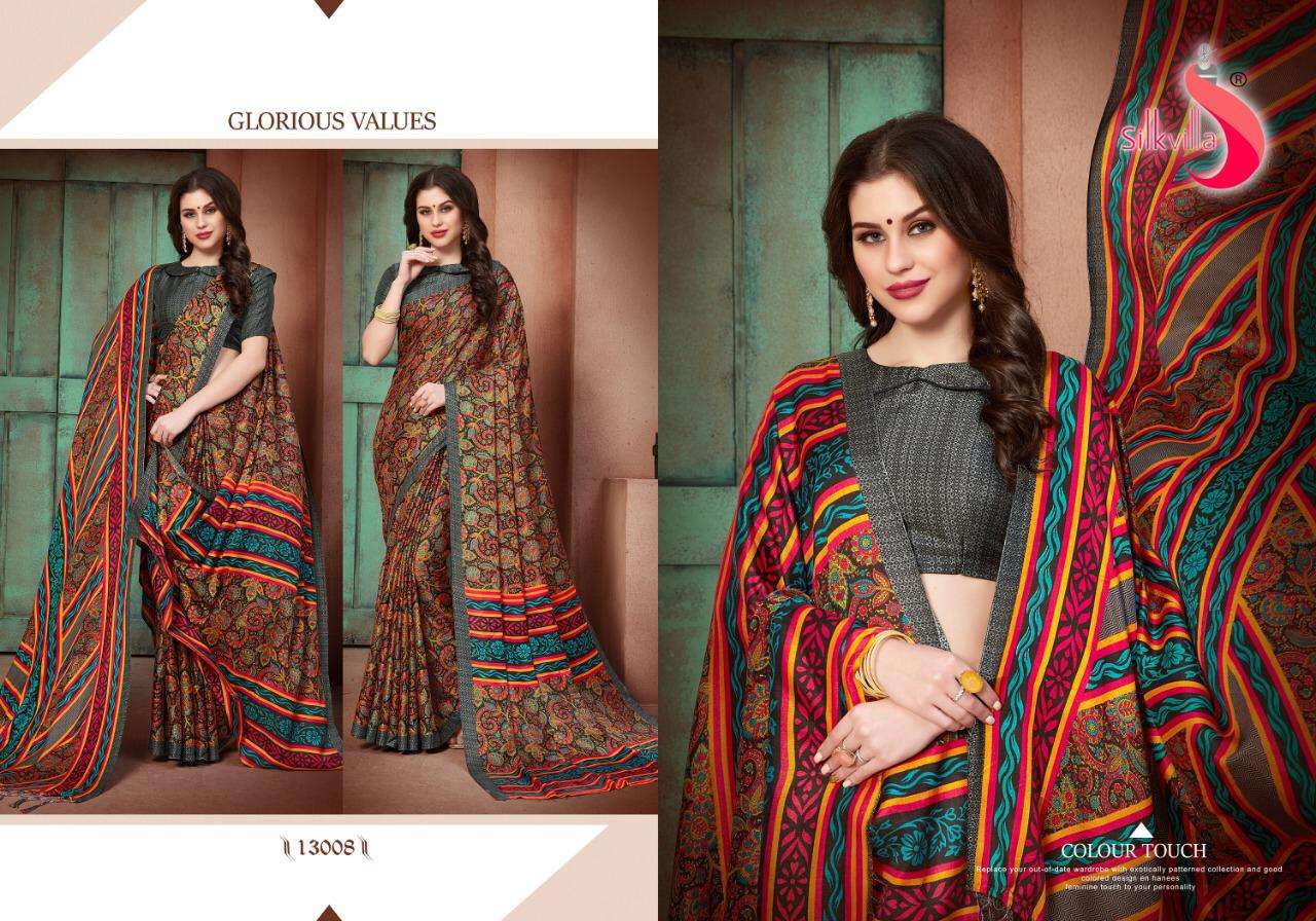 PASHMINA VOL-13 BY SILKVILLA 13001 TO 13010 SERIES INDIAN TRADITIONAL WEAR COLLECTION BEAUTIFUL STYLISH FANCY COLORFUL PARTY WEAR & OCCASIONAL WEAR PASHMINA PRINTED SAREES AT WHOLESALE PRICE
