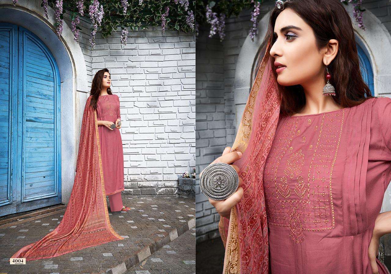 SACHI SILK VOL-4 BY SALVI FASHION 4001 TO 4008 SERIES INDIAN TRADITIONAL WEAR COLLECTION BEAUTIFUL STYLISH FANCY COLORFUL PARTY WEAR & OCCASIONAL WEAR ROYAL SILK WITH EMBROIDERY DRESSES AT WHOLESALE PRICE