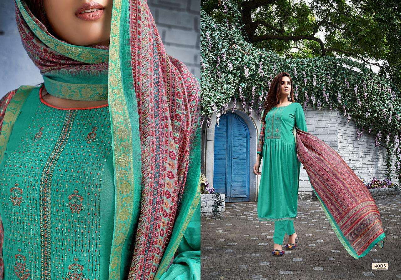 SACHI SILK VOL-4 BY SALVI FASHION 4001 TO 4008 SERIES INDIAN TRADITIONAL WEAR COLLECTION BEAUTIFUL STYLISH FANCY COLORFUL PARTY WEAR & OCCASIONAL WEAR ROYAL SILK WITH EMBROIDERY DRESSES AT WHOLESALE PRICE
