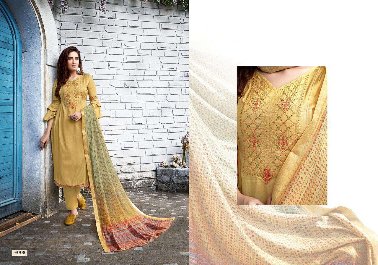 SACHI SILK VOL-4 BY SALVI FASHION 4001 TO 4008 SERIES INDIAN TRADITIONAL WEAR COLLECTION BEAUTIFUL STYLISH FANCY COLORFUL PARTY WEAR & OCCASIONAL WEAR ROYAL SILK WITH EMBROIDERY DRESSES AT WHOLESALE PRICE