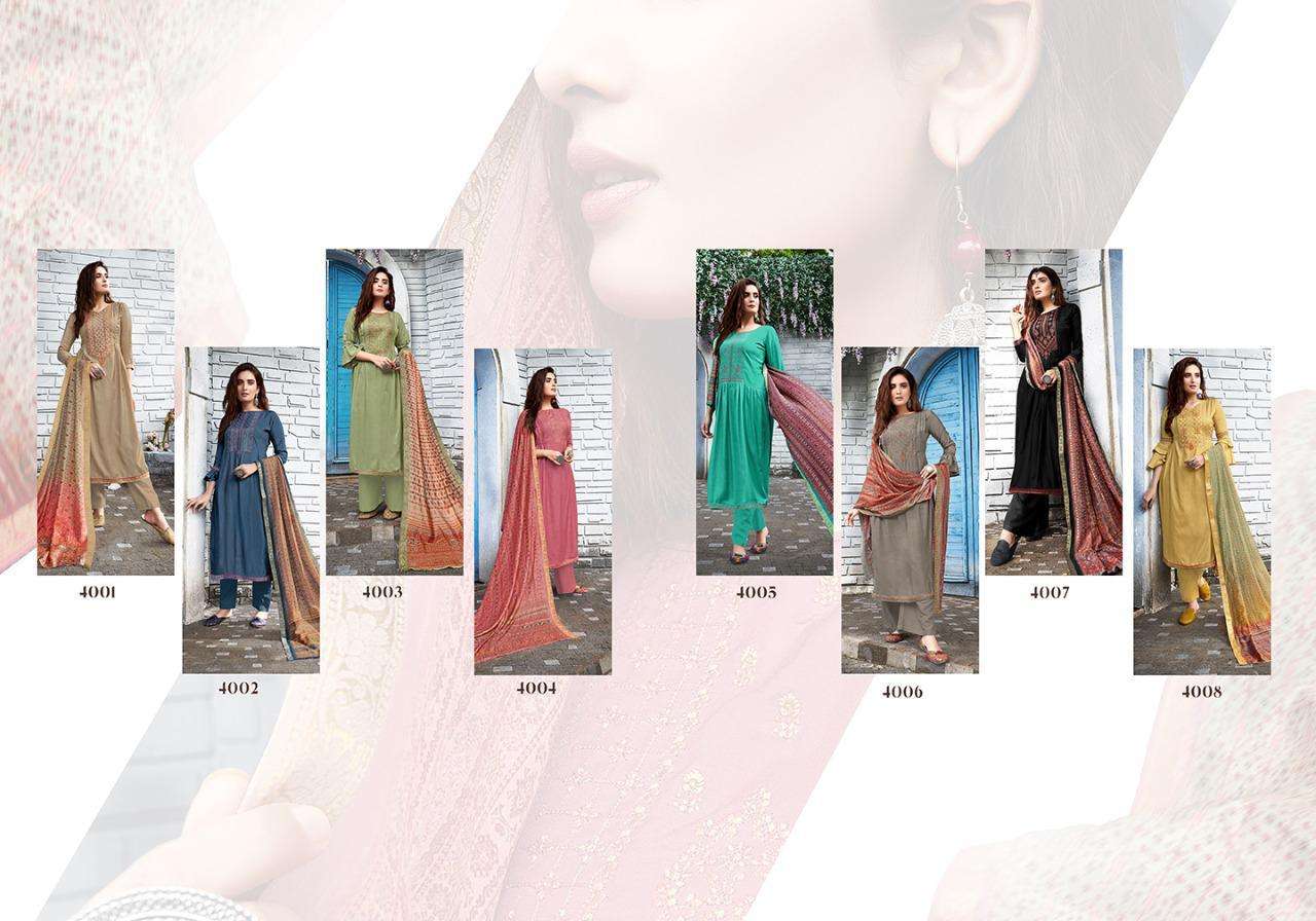 SACHI SILK VOL-4 BY SALVI FASHION 4001 TO 4008 SERIES INDIAN TRADITIONAL WEAR COLLECTION BEAUTIFUL STYLISH FANCY COLORFUL PARTY WEAR & OCCASIONAL WEAR ROYAL SILK WITH EMBROIDERY DRESSES AT WHOLESALE PRICE