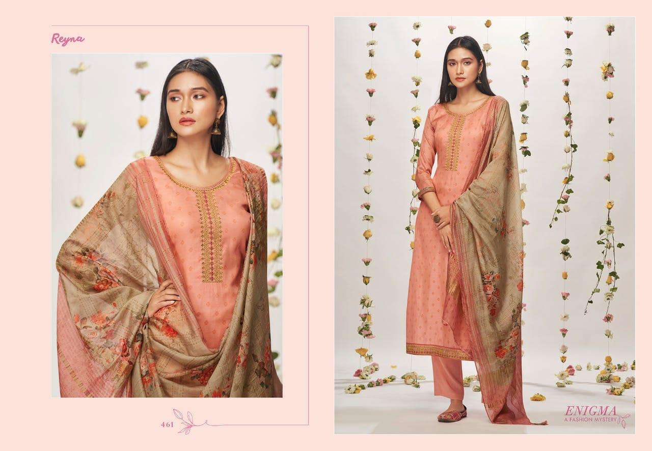 ENIGMA Y REYNA 461 TO 466 SERIES INDIAN TRADITIONAL WEAR COLLECTION BEAUTIFUL STYLISH FANCY COLORFUL PARTY WEAR & OCCASIONAL WEAR TUSSAR SILK DIGITAL PRINT WITH EMBROIDERY DRESSES AT WHOLESALE PRICE