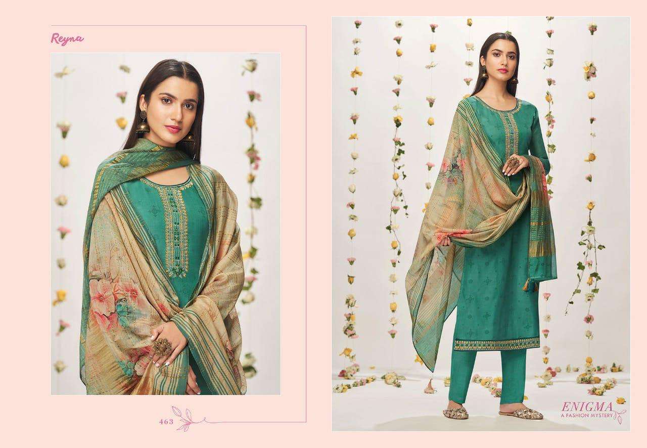 ENIGMA Y REYNA 461 TO 466 SERIES INDIAN TRADITIONAL WEAR COLLECTION BEAUTIFUL STYLISH FANCY COLORFUL PARTY WEAR & OCCASIONAL WEAR TUSSAR SILK DIGITAL PRINT WITH EMBROIDERY DRESSES AT WHOLESALE PRICE